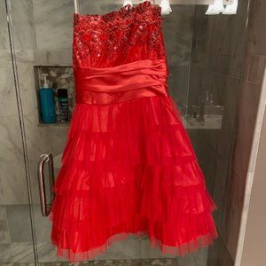 Girls Masquerade coral dress - size 7/8
